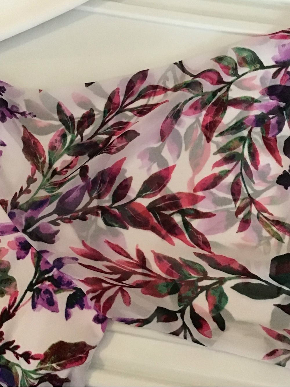 378 connected apparel Ivory Midi Dress with Purple & Green Floral Print - Picture 5 of 7